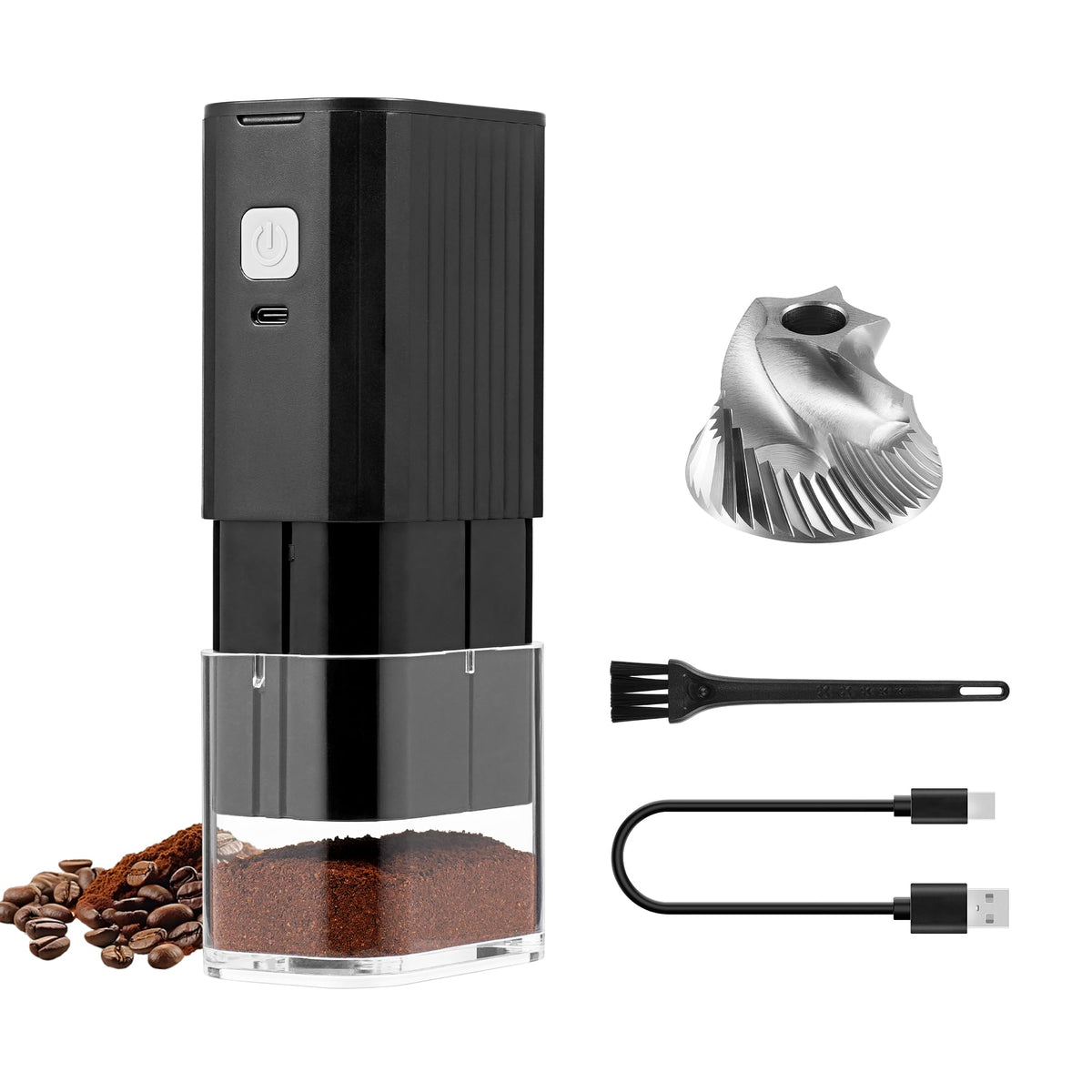 Portable Electric Coffee Grinder Adjustable Stainless Steel Burr F22527