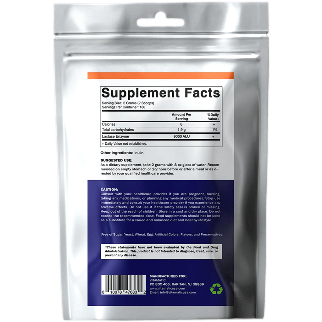Lactase Enzyme Powder 9000 ALU 180 Servings Non-GMO Gluten Free B2821