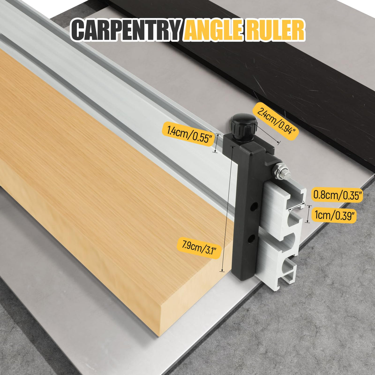 Table Saw Miter Gauge System with Miter Fence, 120° Angle Stops Adjustable, 250mm C89383