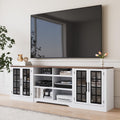 White Black TV Stand with 2 Cabinets and 3-Tier Shelves A714621