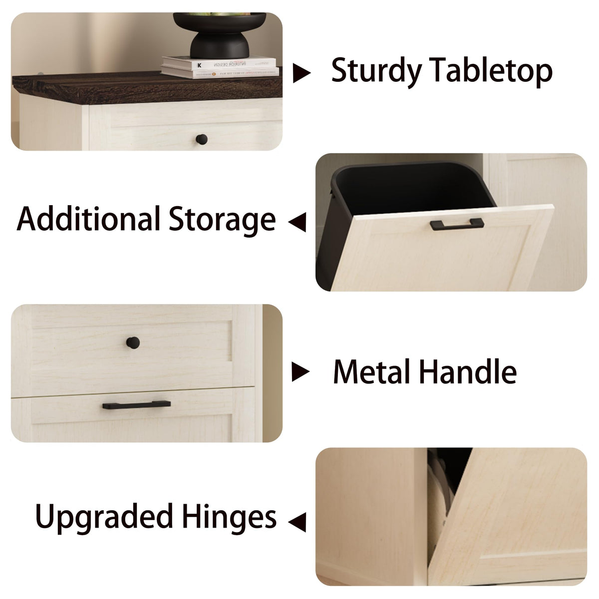 20 Gallon Wooden Tilt Out Trash Can Cabinet with Drawers C999