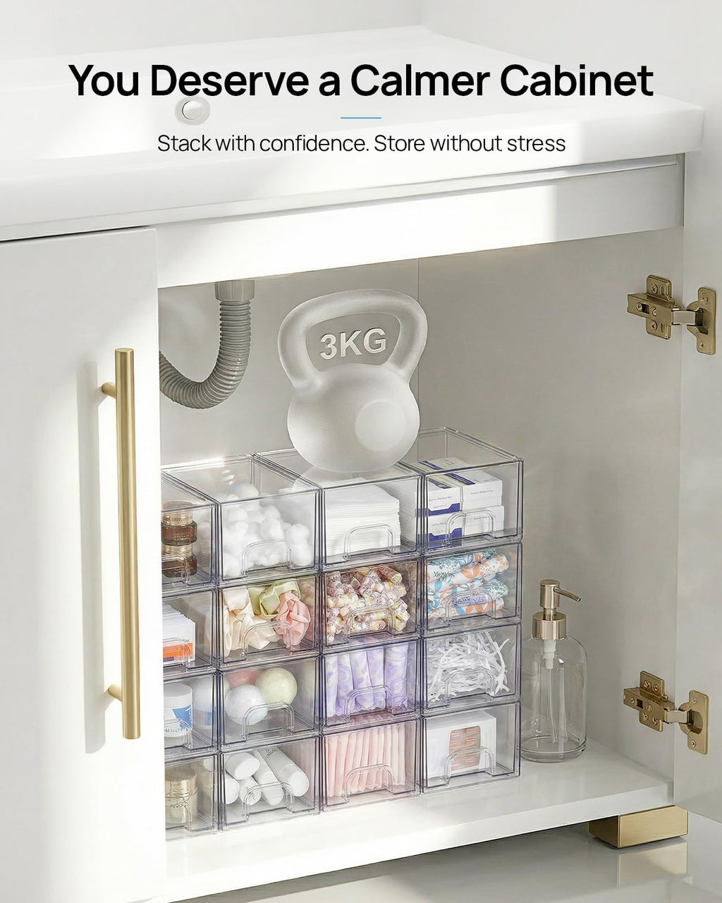 4 Pack Small Clear Stackable Storage Drawers Z774