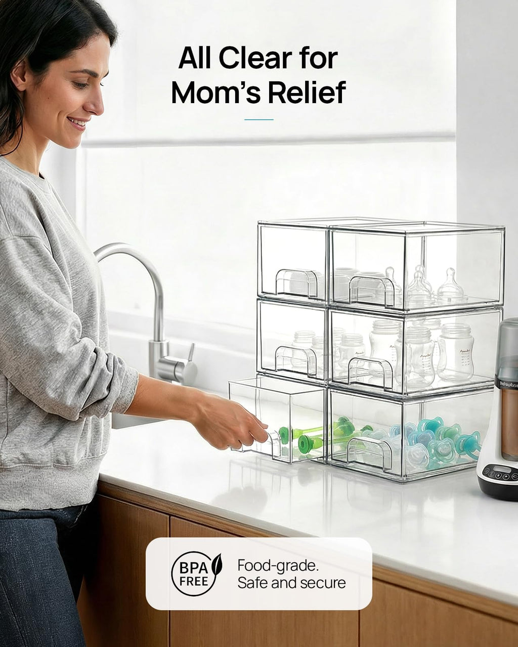 4 Pack Small Clear Stackable Storage Drawers Z774