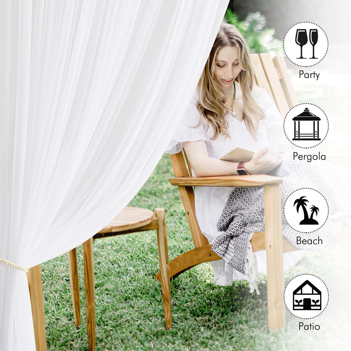 White 2 Panels Waterproof Mosquito Netting Curtains H462