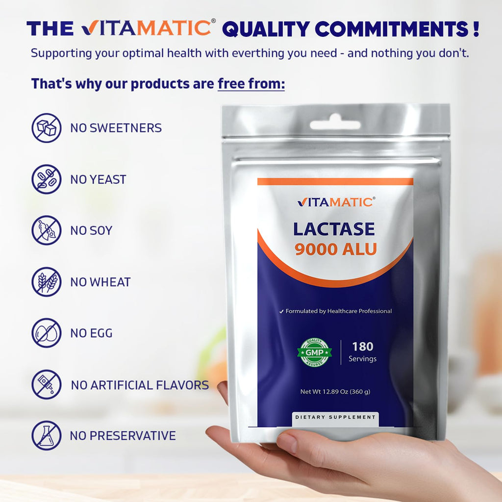 Lactase Enzyme Powder 9000 ALU 180 Servings Non-GMO Gluten Free B2821