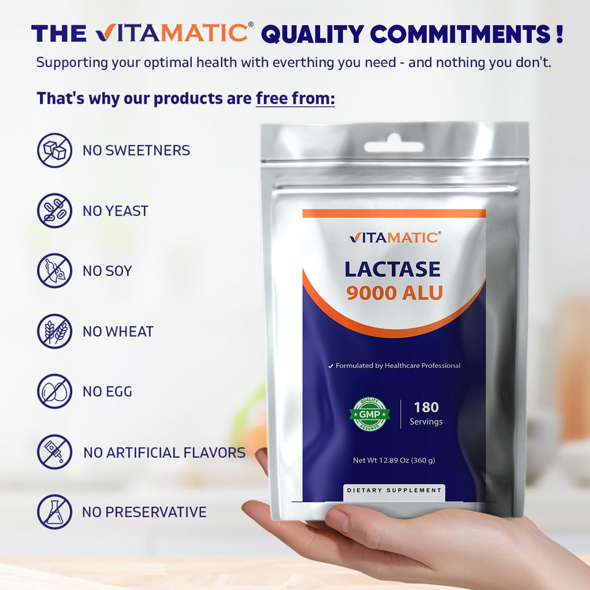 Lactase Enzyme Powder 9000 ALU 180 Servings Non-GMO Gluten Free B2821