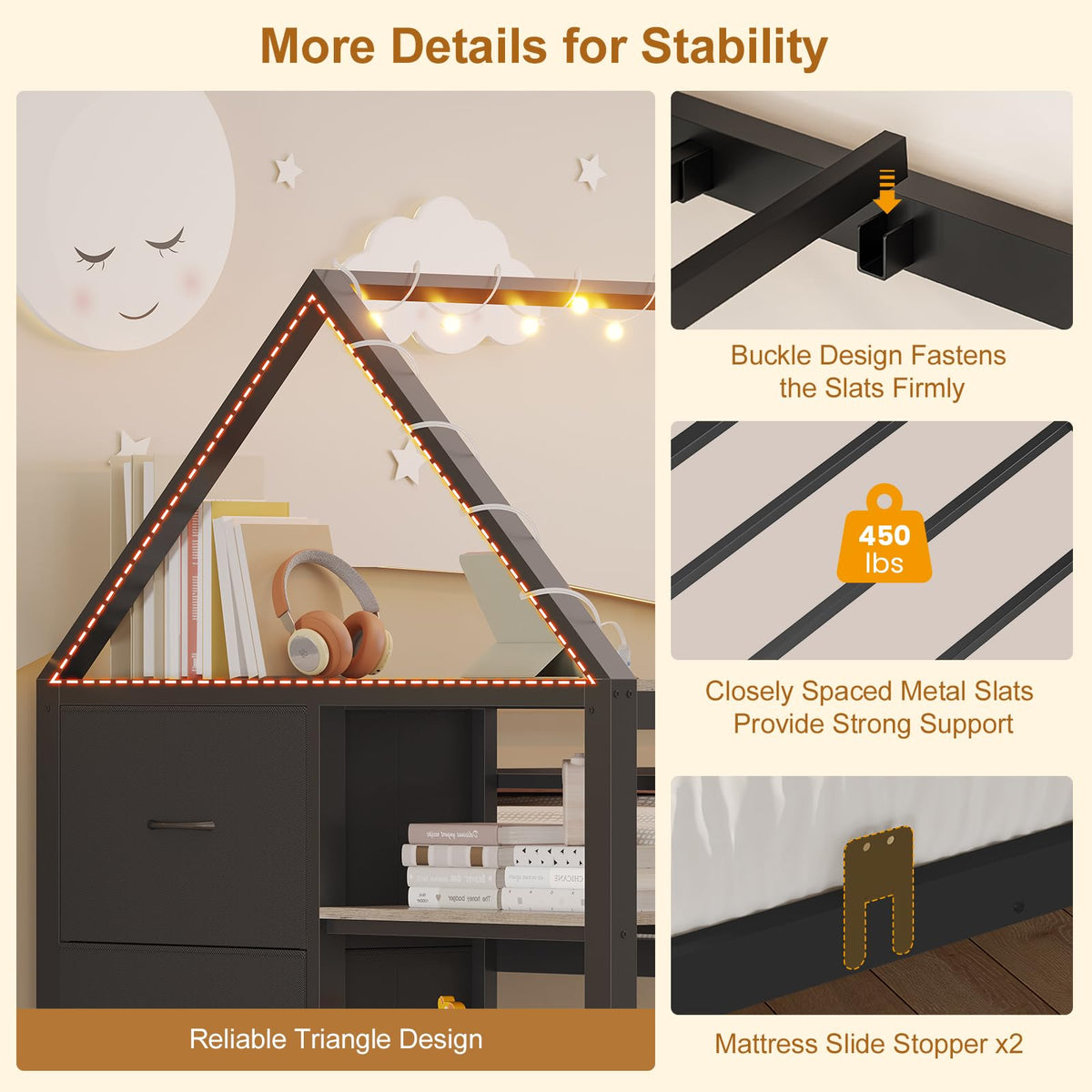 Twin Bunk Bed with Storage Bookshelf, 6 Drawers & USB V10225