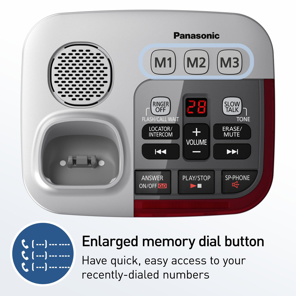 Amplified Cordless Phone with Slow Talk and Hearing Aid Compatibility O74784