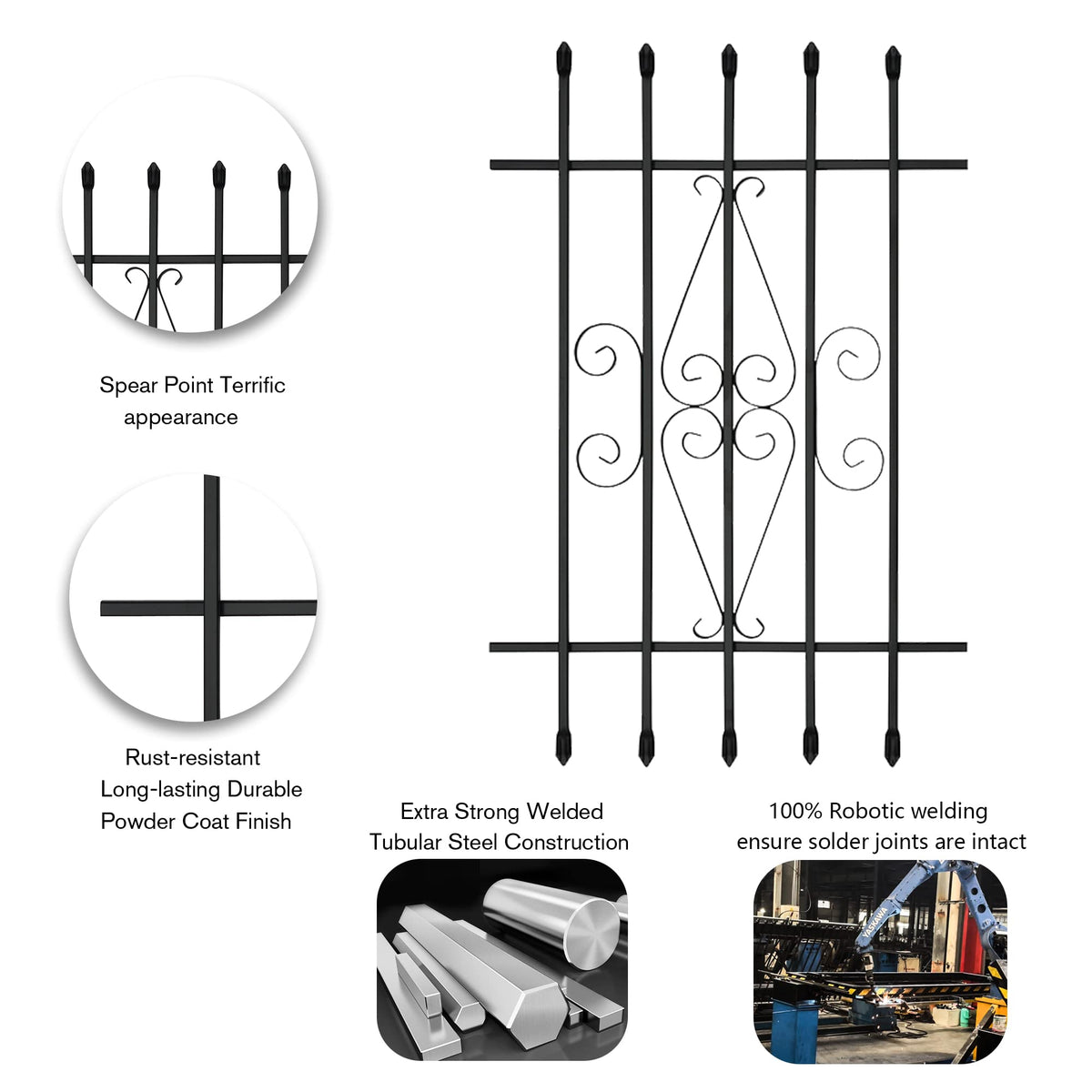 Black 36"X42" Heavy-Duty Window Bars N91583