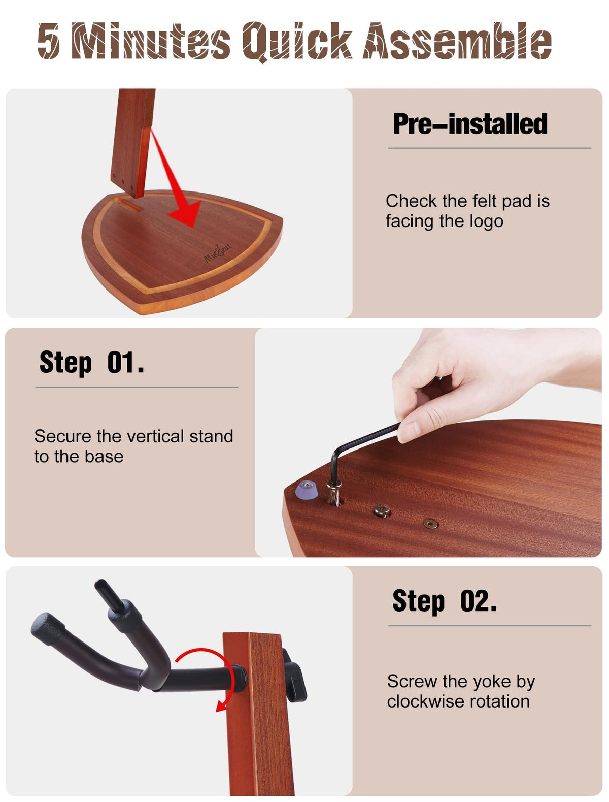 Mahogany Wood Cello Stand with Bow Holder A540547