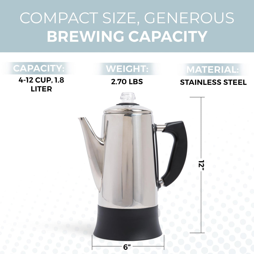 Electric 12 Cup Stainless Steel Coffee Percolator C568
