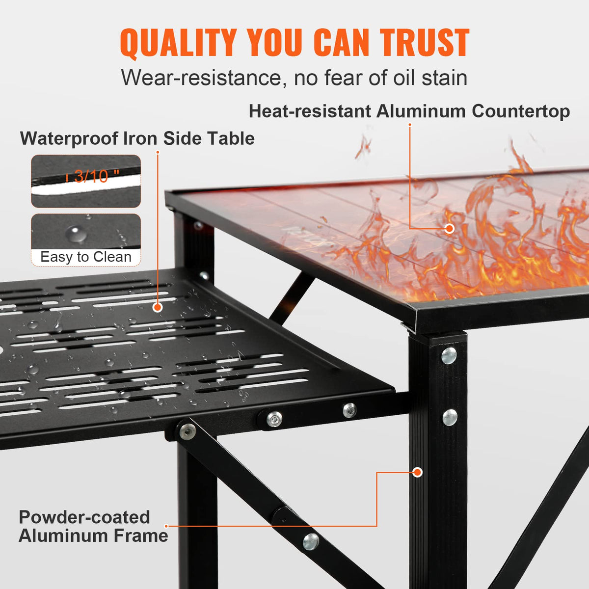 Aluminum Folding Camping Kitchen Table with 2 Shelves I989015