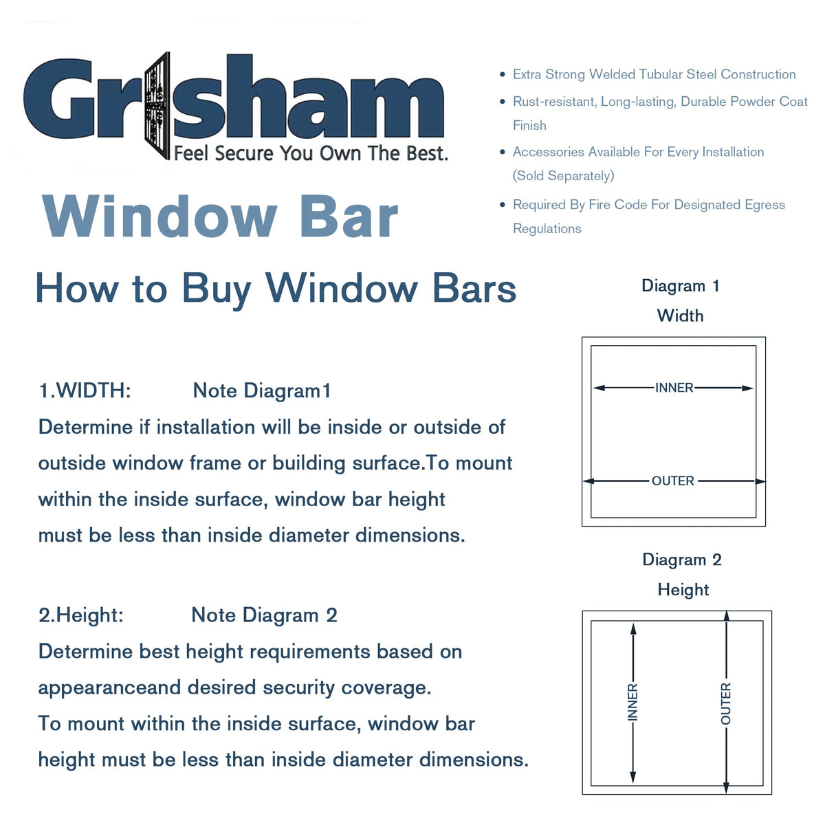 Black 36"X42" Heavy-Duty Window Bars N91583