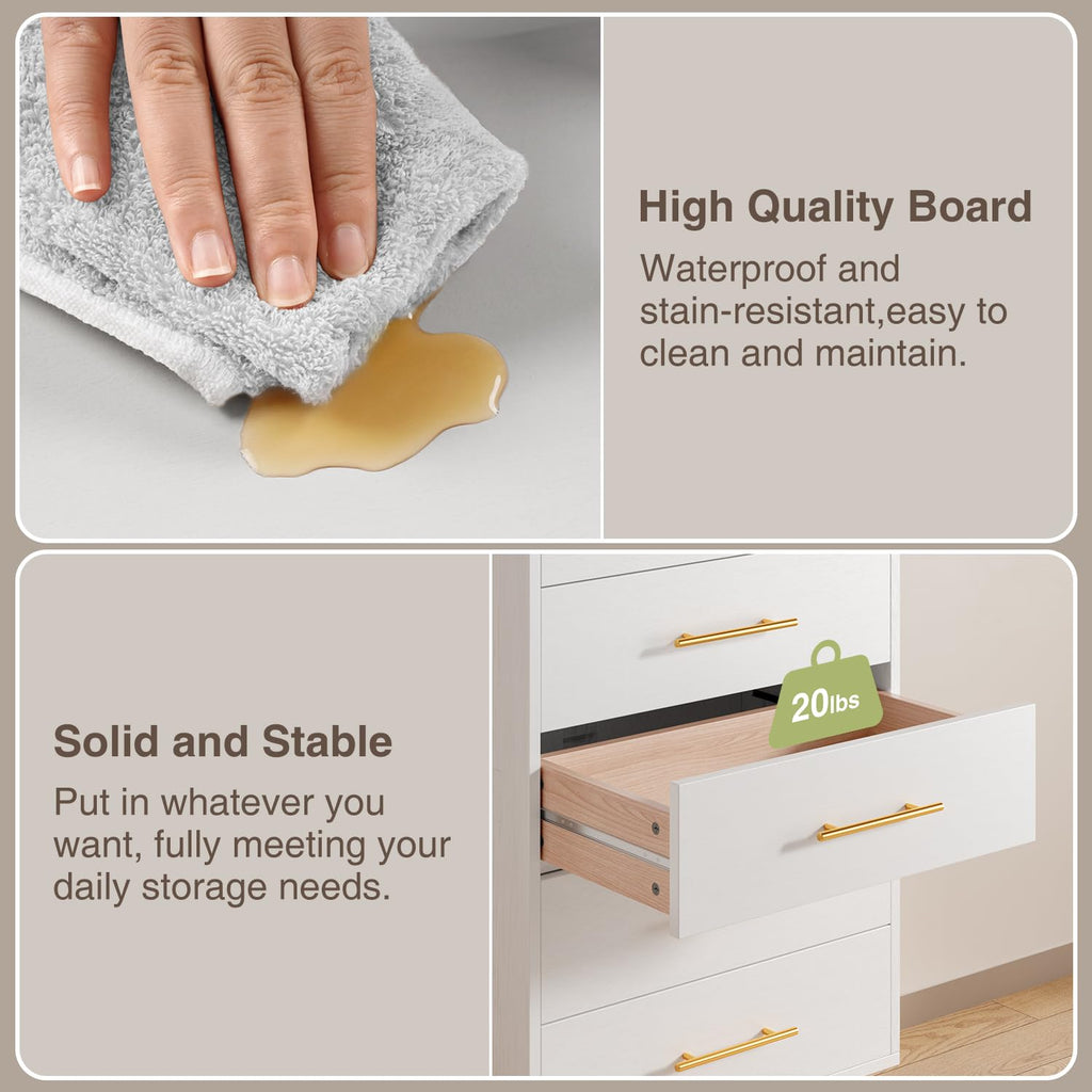 White 5 Drawer Dresser K869