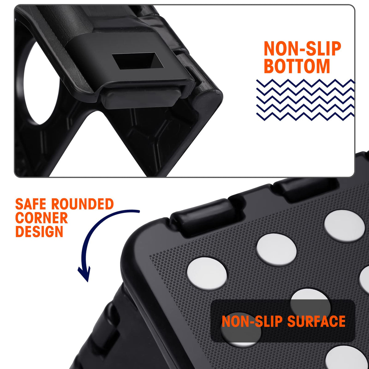 18" Non-Slip Folding Step Stool 300 lbs Black F4757