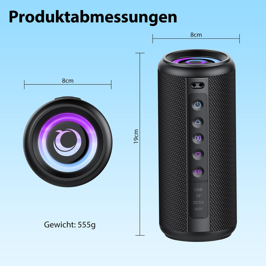 Black Portable Bluetooth Speaker with 20W Stereo Sound Z100650