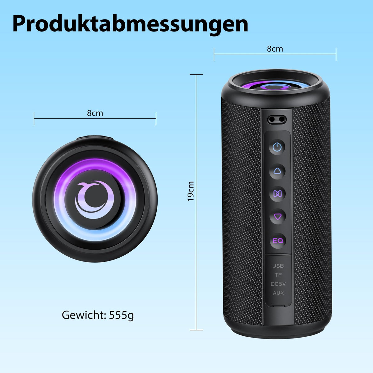 Black Portable Bluetooth Speaker with 20W Stereo Sound Z100650