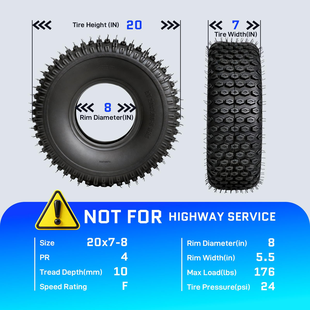 Set of 2 20x7-8 All-Terrain Tires S99498