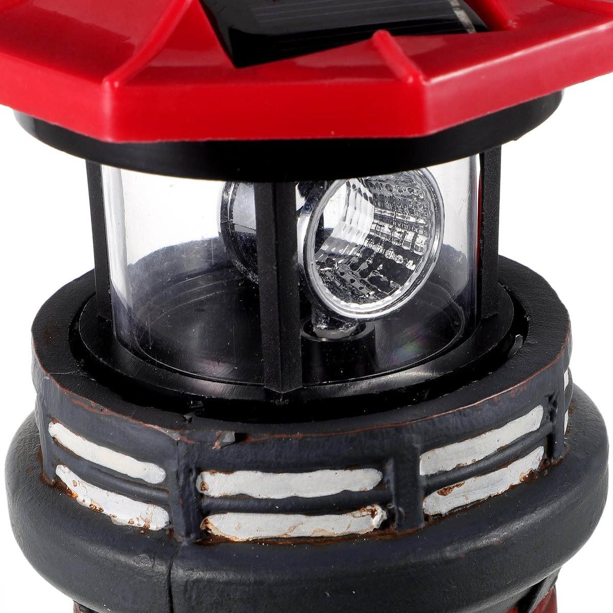Solar Lighthouse Statue with LED Light 14.76 Inch Red P852