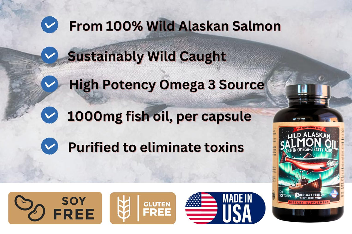 Salmon Fish Oil Omega 3 Supplement 120 Softgels 1000mg K571