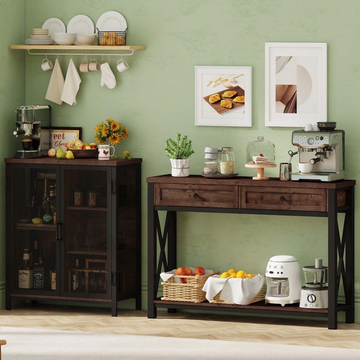 Rustic Oak 47 Inch Console Table with 2 Drawers E3777
