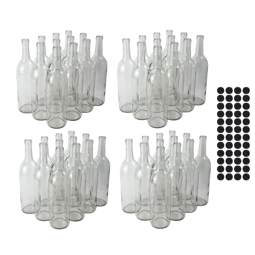 750ml Clear Glass Bottles with Lids, 48-Pack Z38105