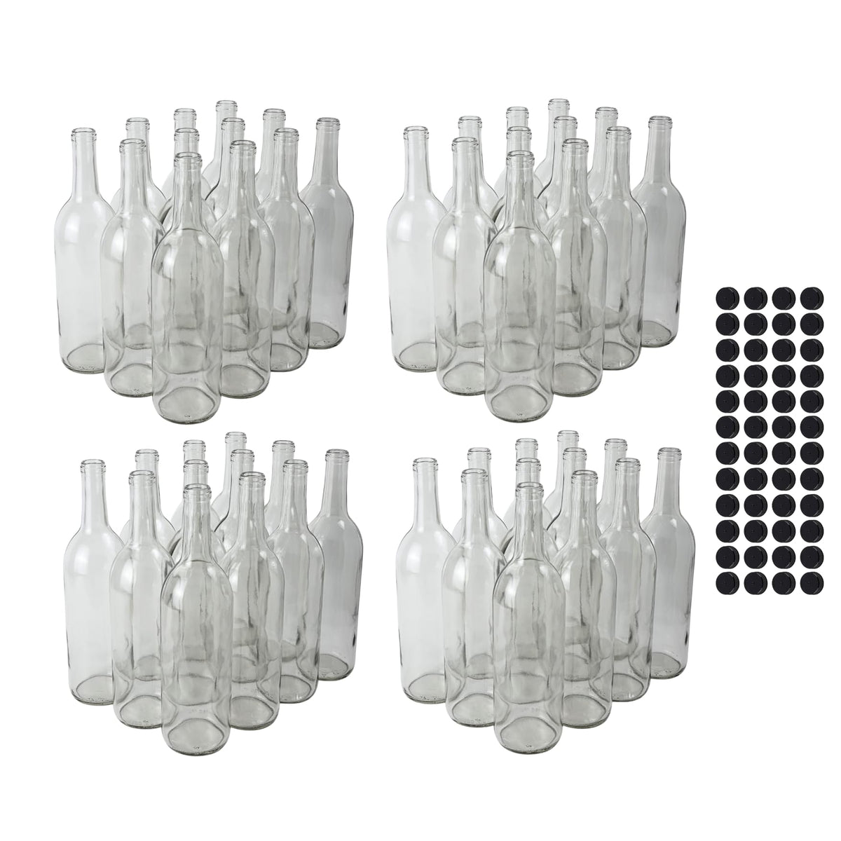 750ml Clear Glass Bottles with Lids, 48-Pack Z38105