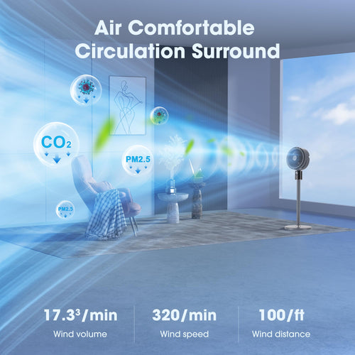 100ft Oscillating Standing Fan with Adjustable Height P395