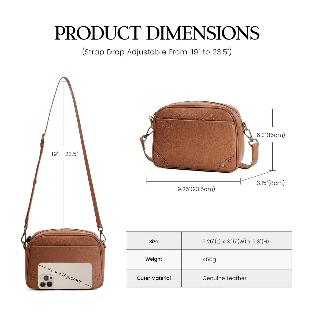 Anti-theft Genuine Leather Crossbody Bag with RFID Card Slots I148
