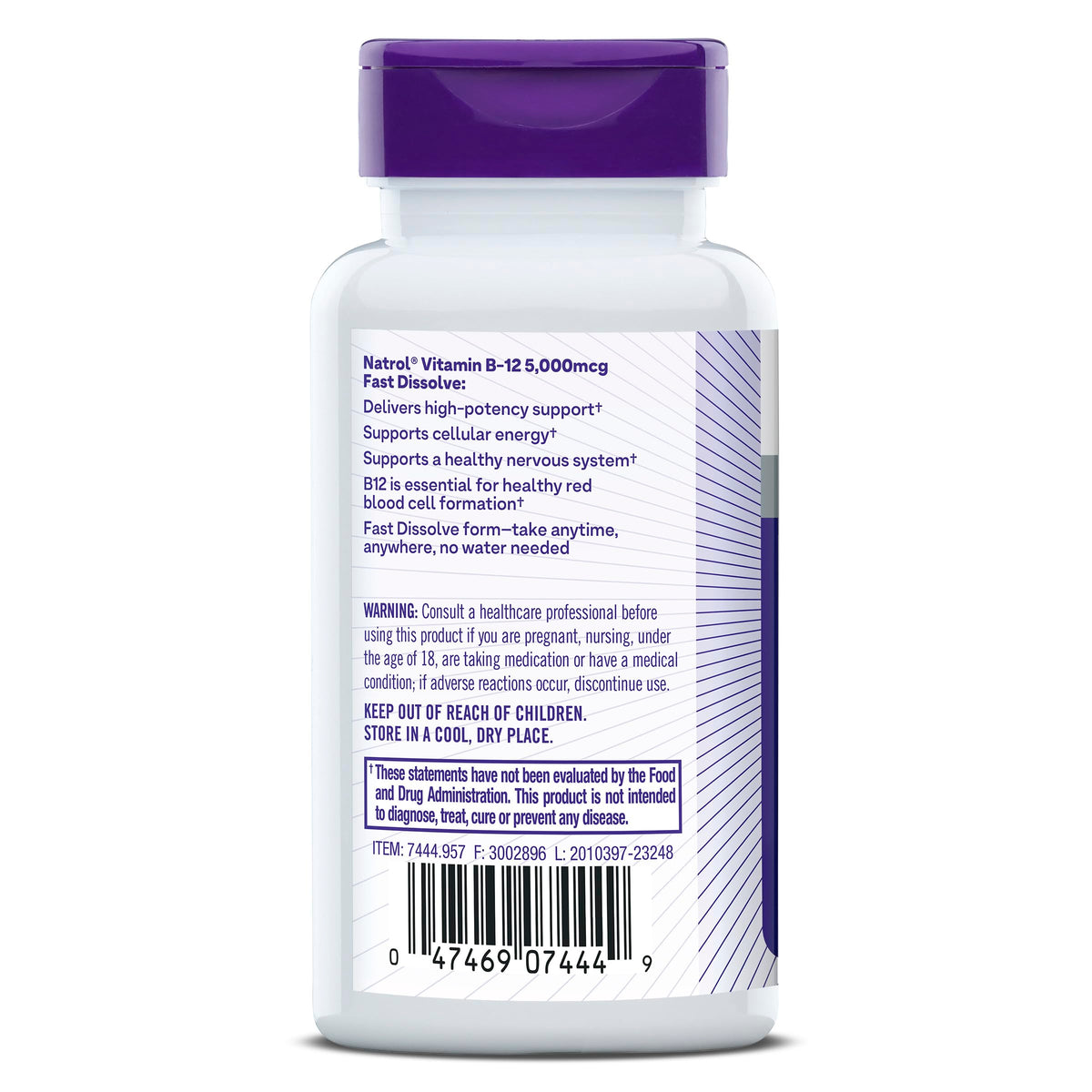 B12 5000 mcg Fast Dissolve 200 Tablets E65496