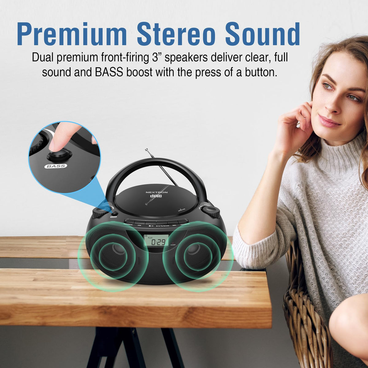 Portable CD Player Boombox with Bluetooth F27530