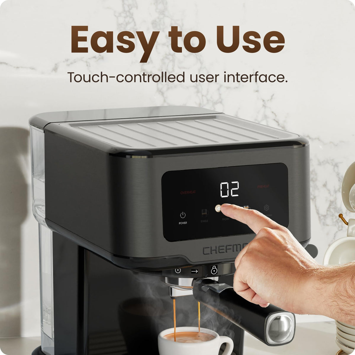 15 Bar Digital Espresso Machine with Steam Wand Y495882