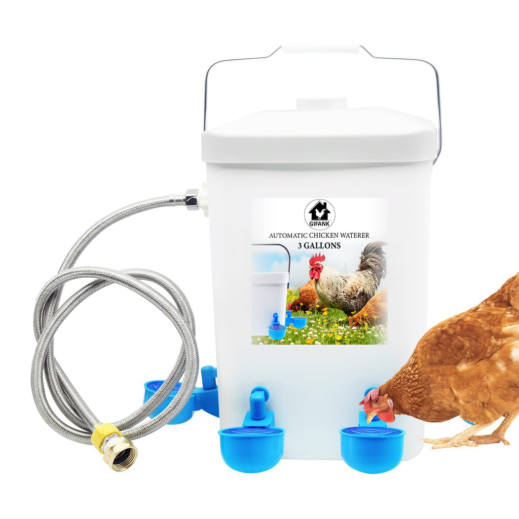 3 Gallons Automatic Poultry Waterer with Hose Attachment C553