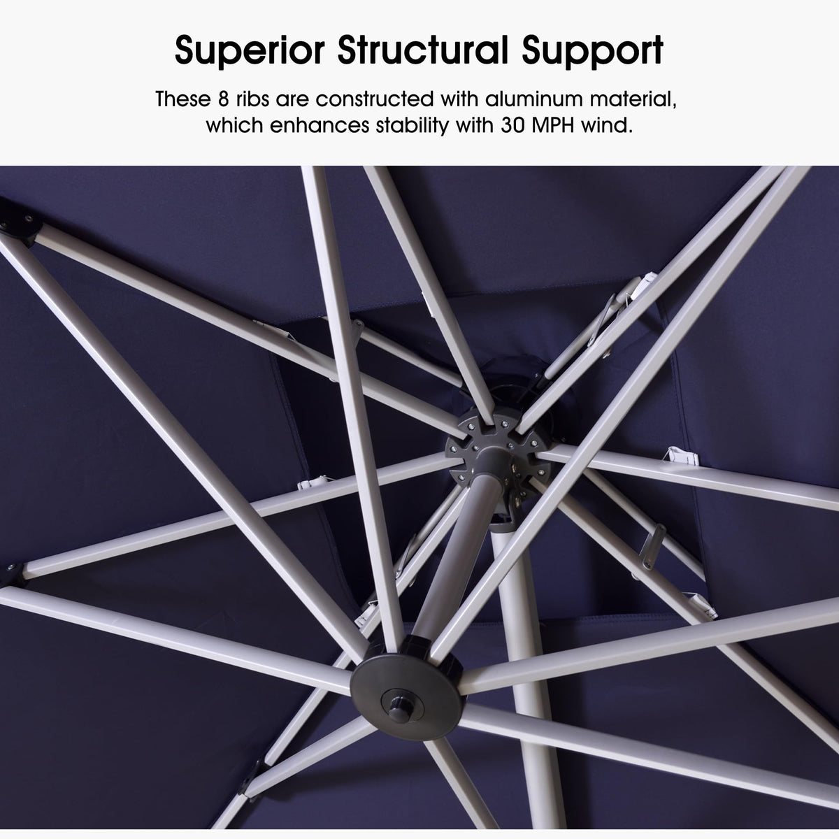 Navy Blue 9' X 12' Patio Cantilever Umbrella with Base N1597