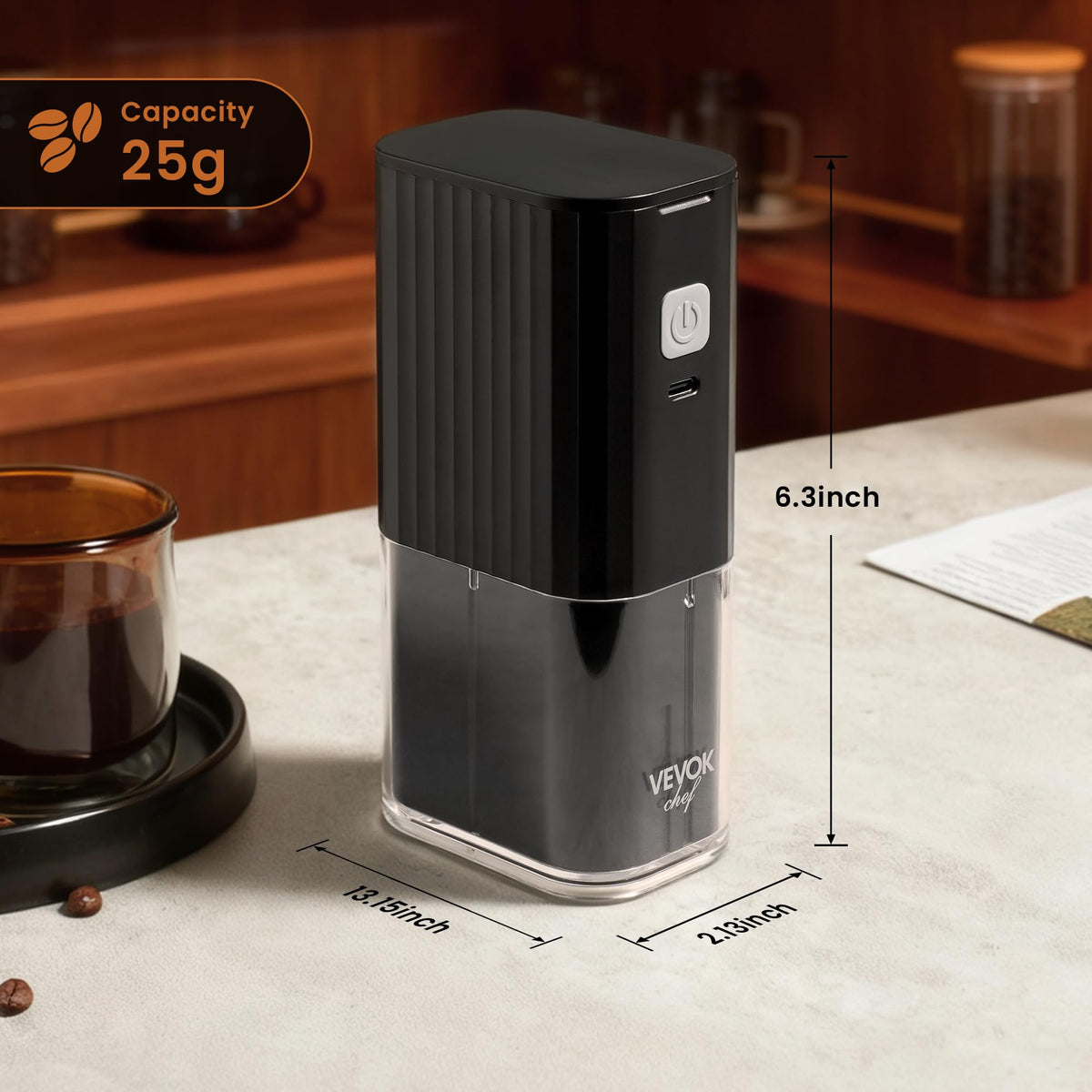Portable Electric Coffee Grinder Adjustable Stainless Steel Burr F22527