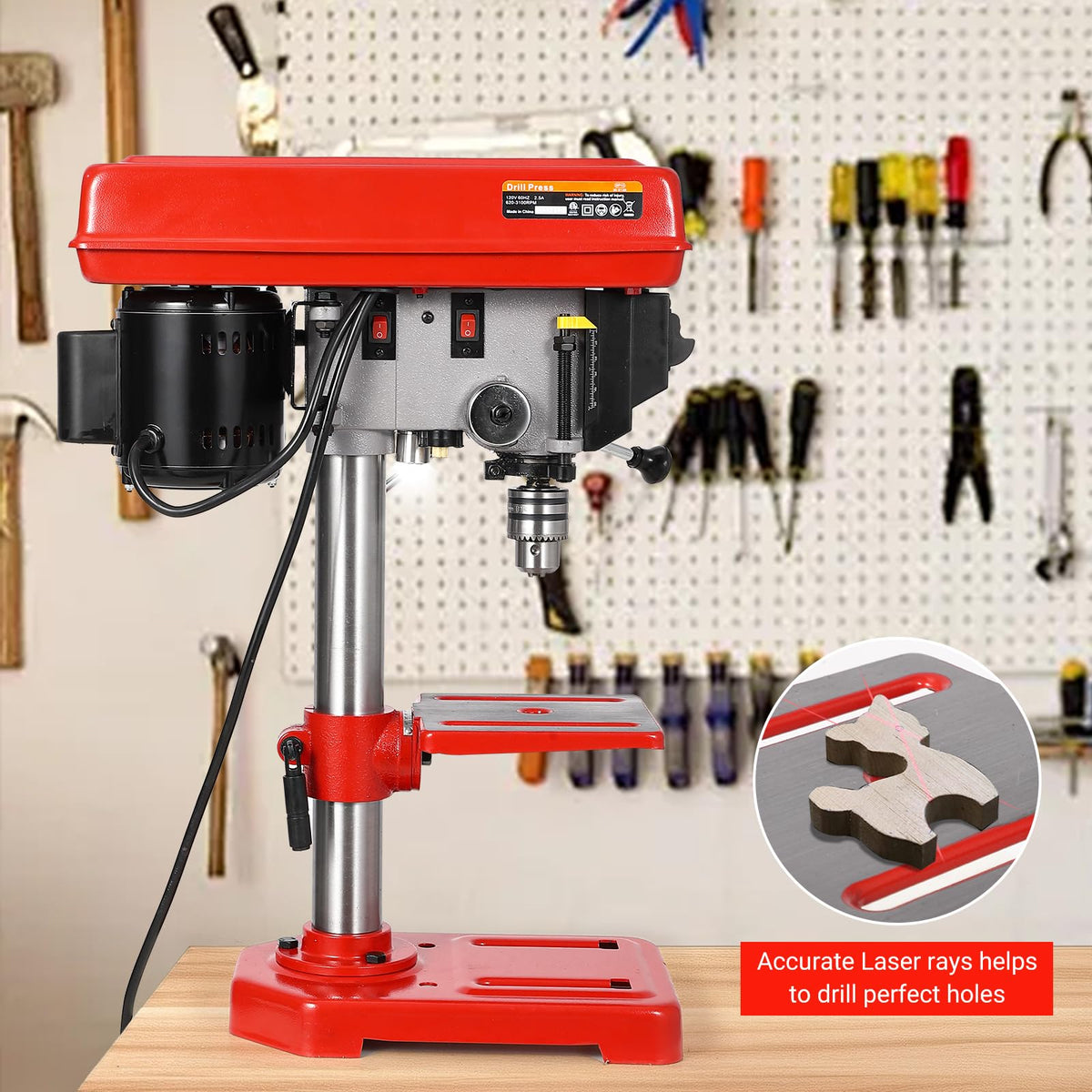 8" Benchtop Drill Press with 5 Adjustable Speeds T15748