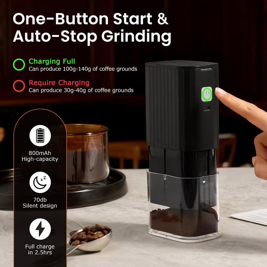 Portable Electric Coffee Grinder Adjustable Stainless Steel Burr F22527