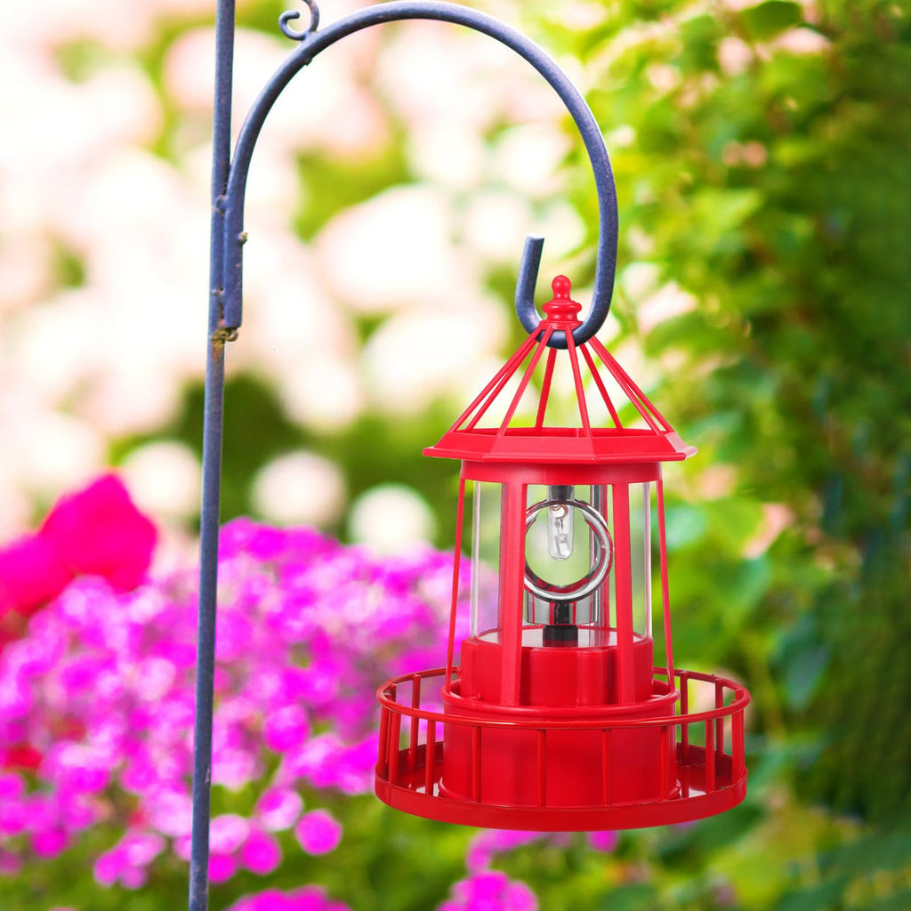 Solar Lighthouse Rotating Beacon Light Red Iron S69015