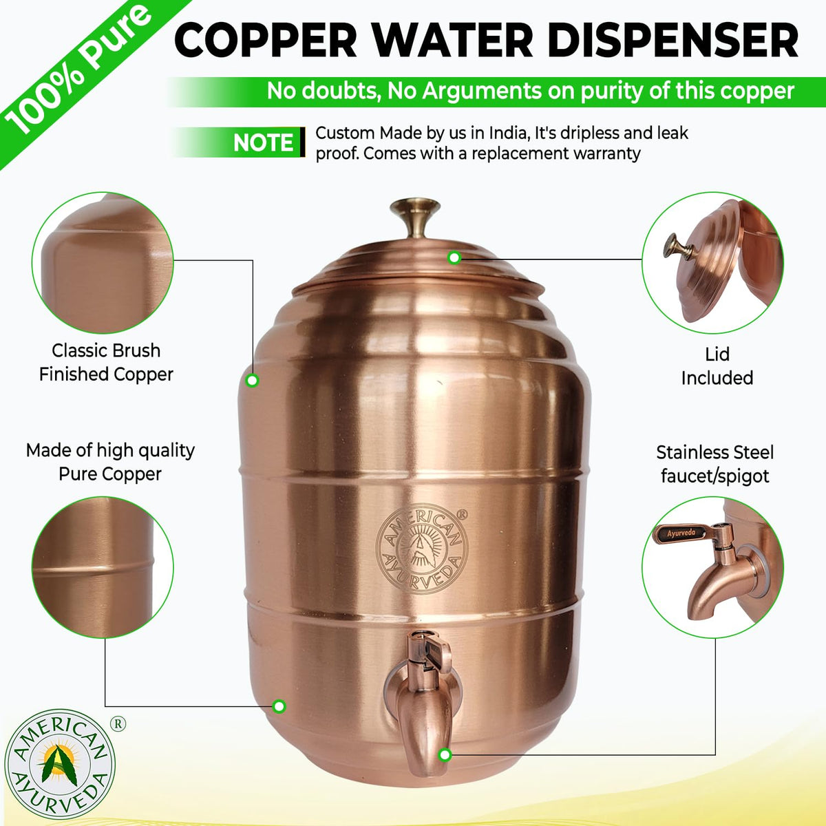 Pure Copper Water Dispenser 1.32 Gal U8725