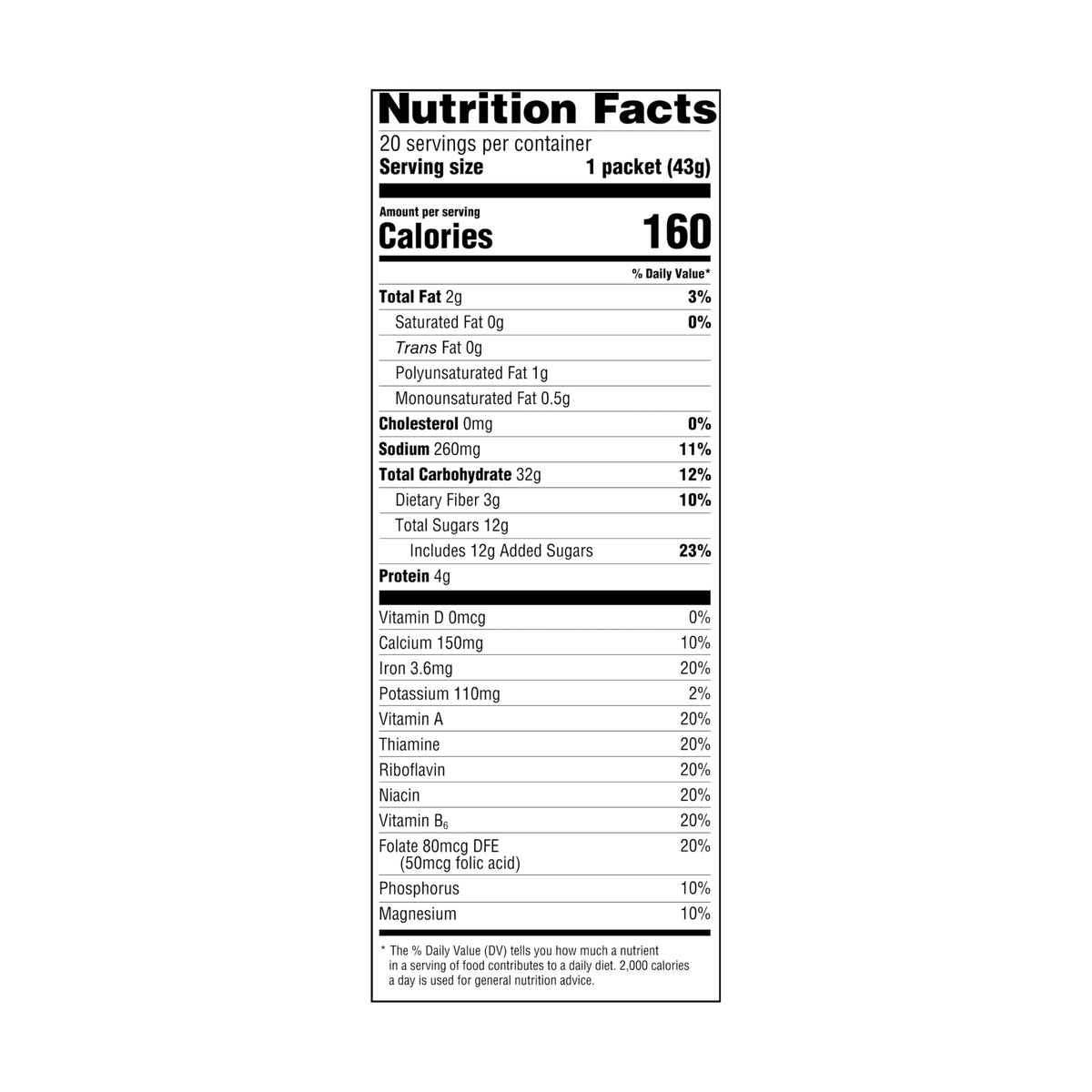Maple & Brown Sugar Instant Oatmeal, 1.51 Oz, 20 Ct P708847