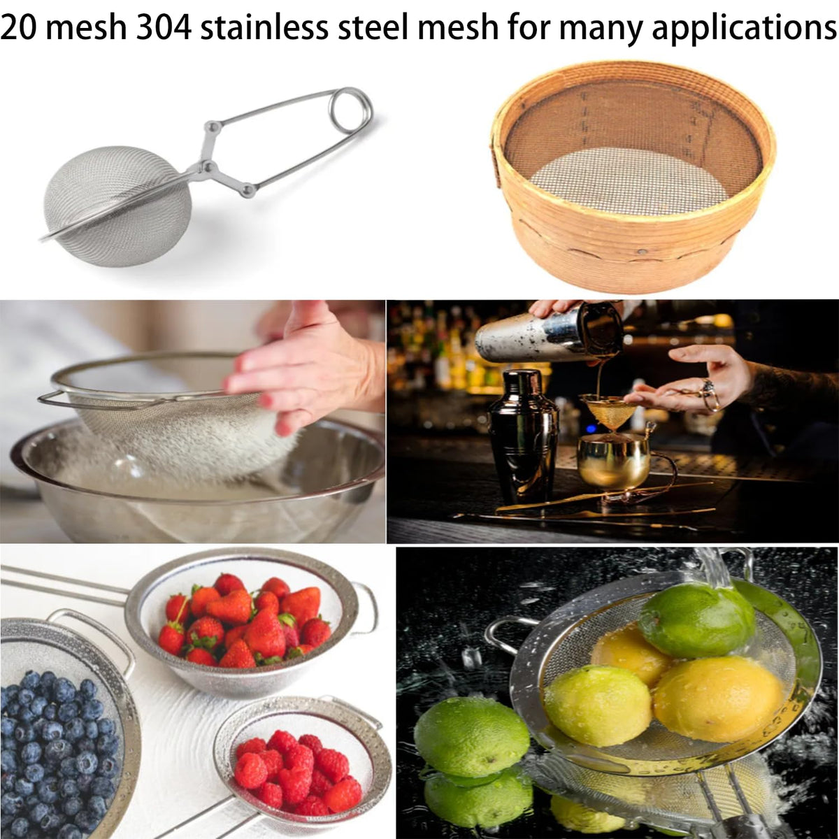 Stainless Steel Wire Mesh Screen 15.7 X 47 in 20 Mesh I61056