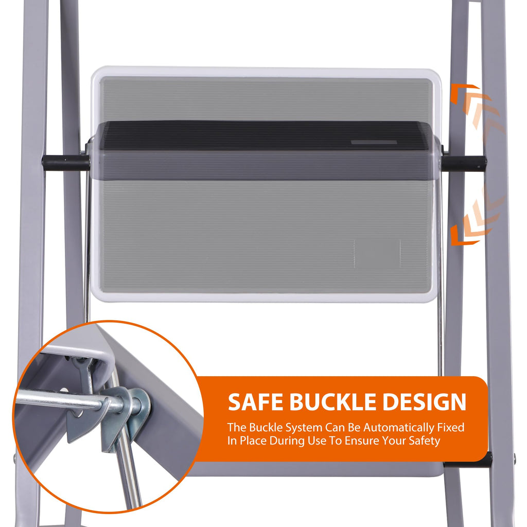 2 Step Folding Steel Step Stool with Handgrip N37614