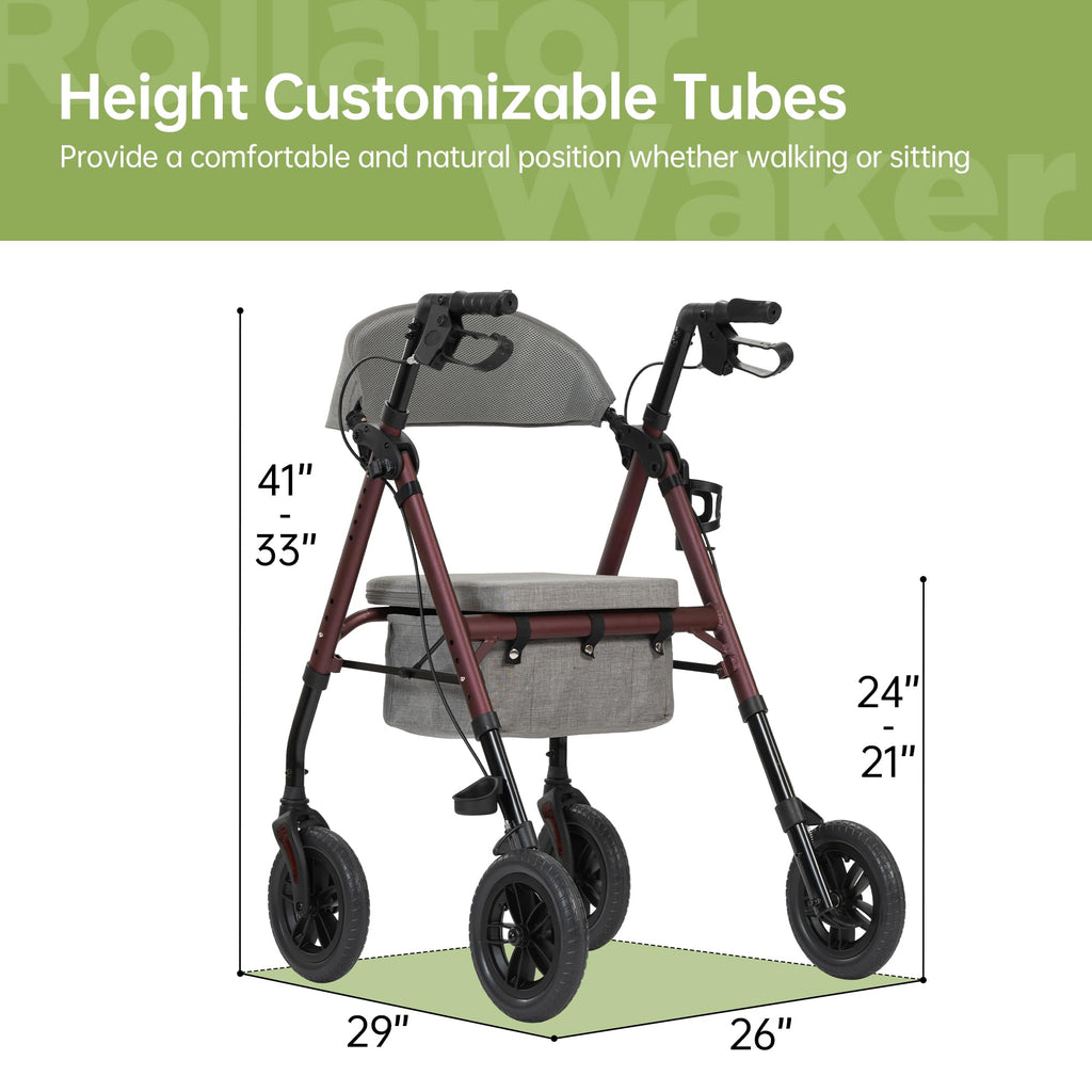 Light Red All Terrain Rollator Walker K719207