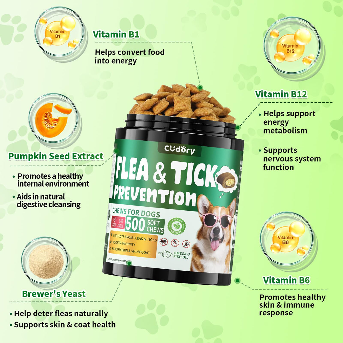 Flea and Tick Prevention for Dogs Chews Q997