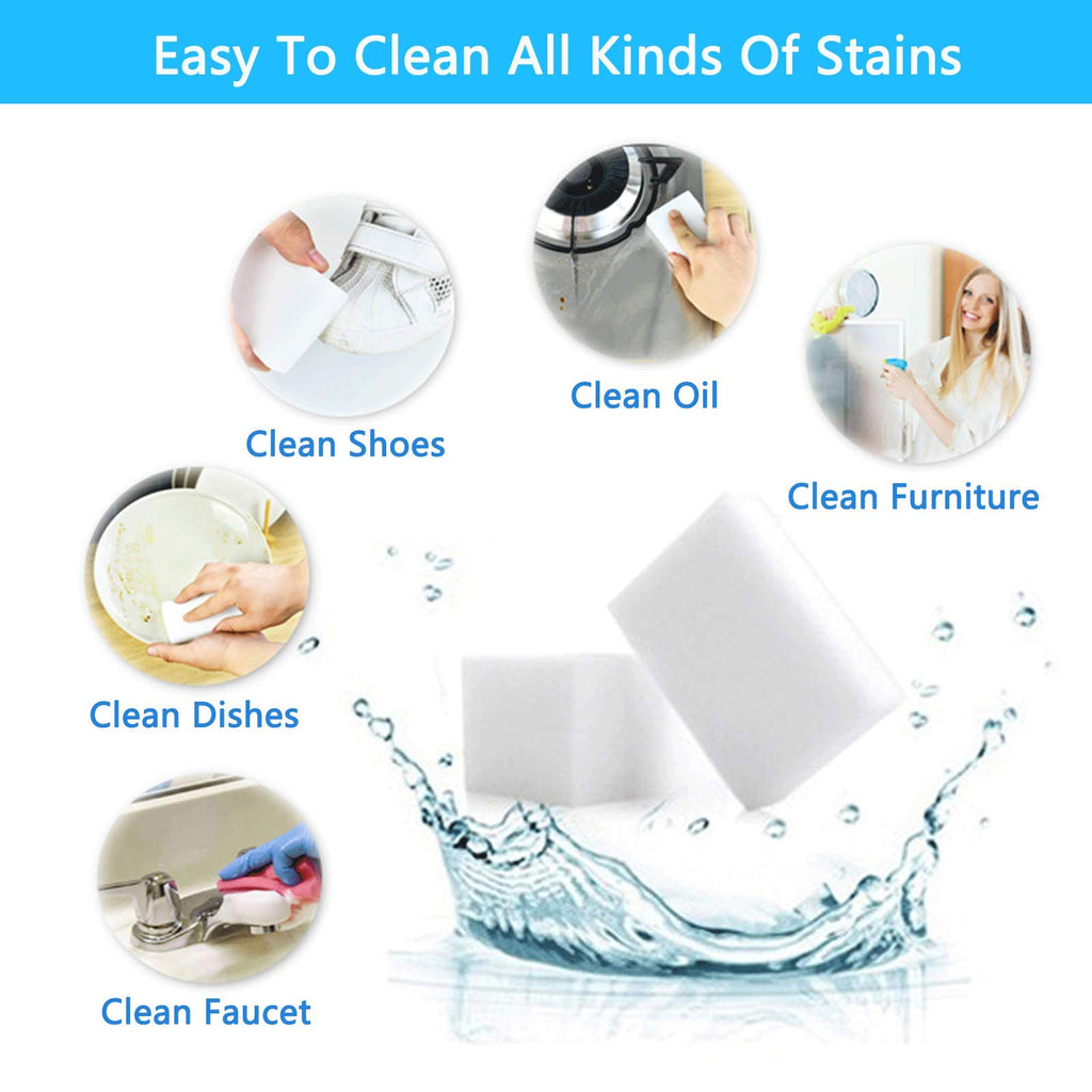 100 Pack Melamine Foam Sponge Eraser White Y77148