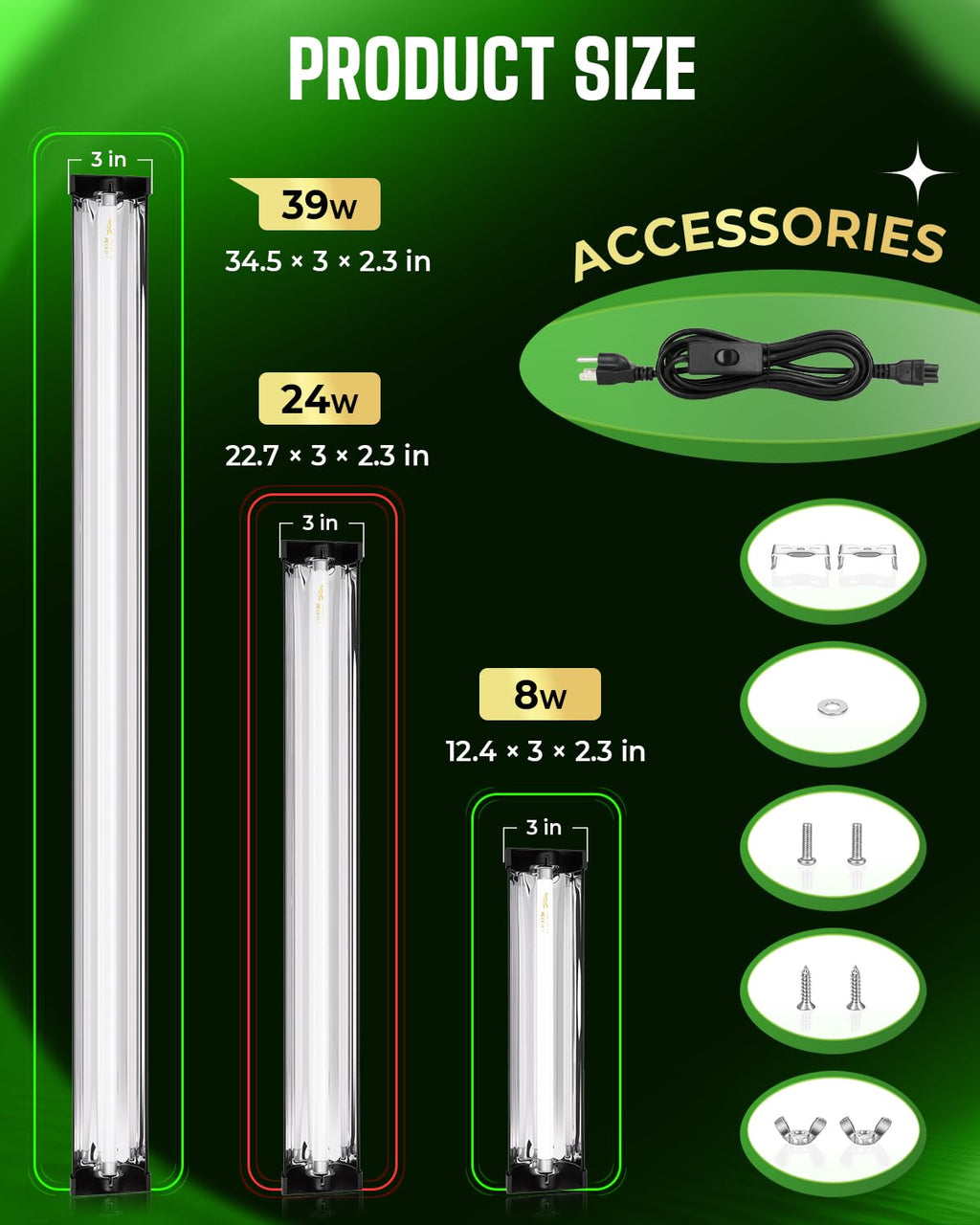 24W UVB Reptile Light Fixture Combo Kit V10053