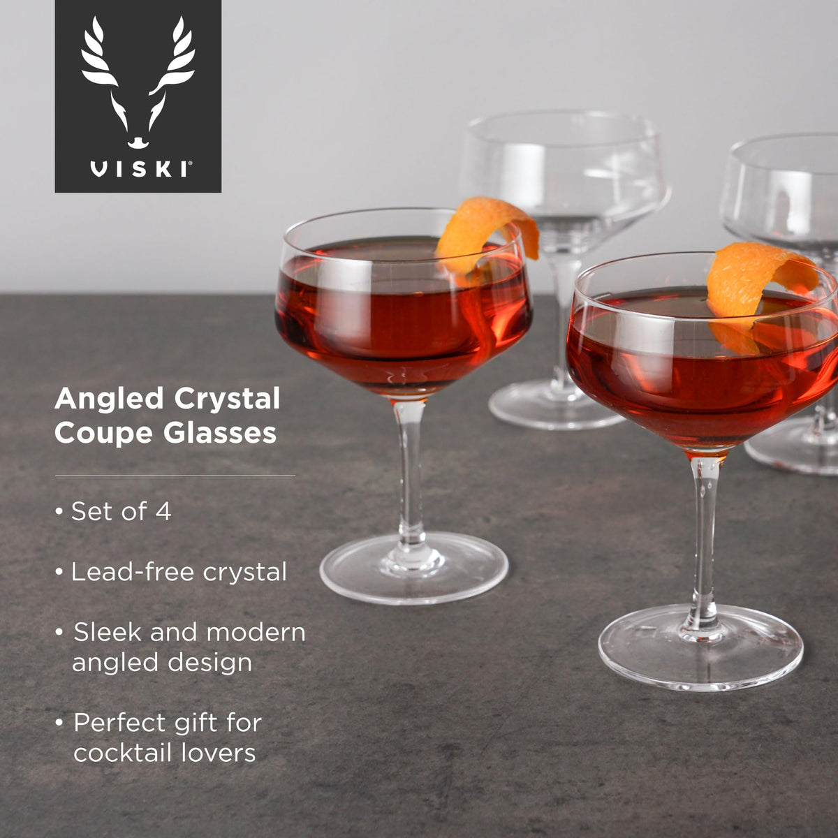 Crystal Coupe Cocktail Glasses Set of 4 J984