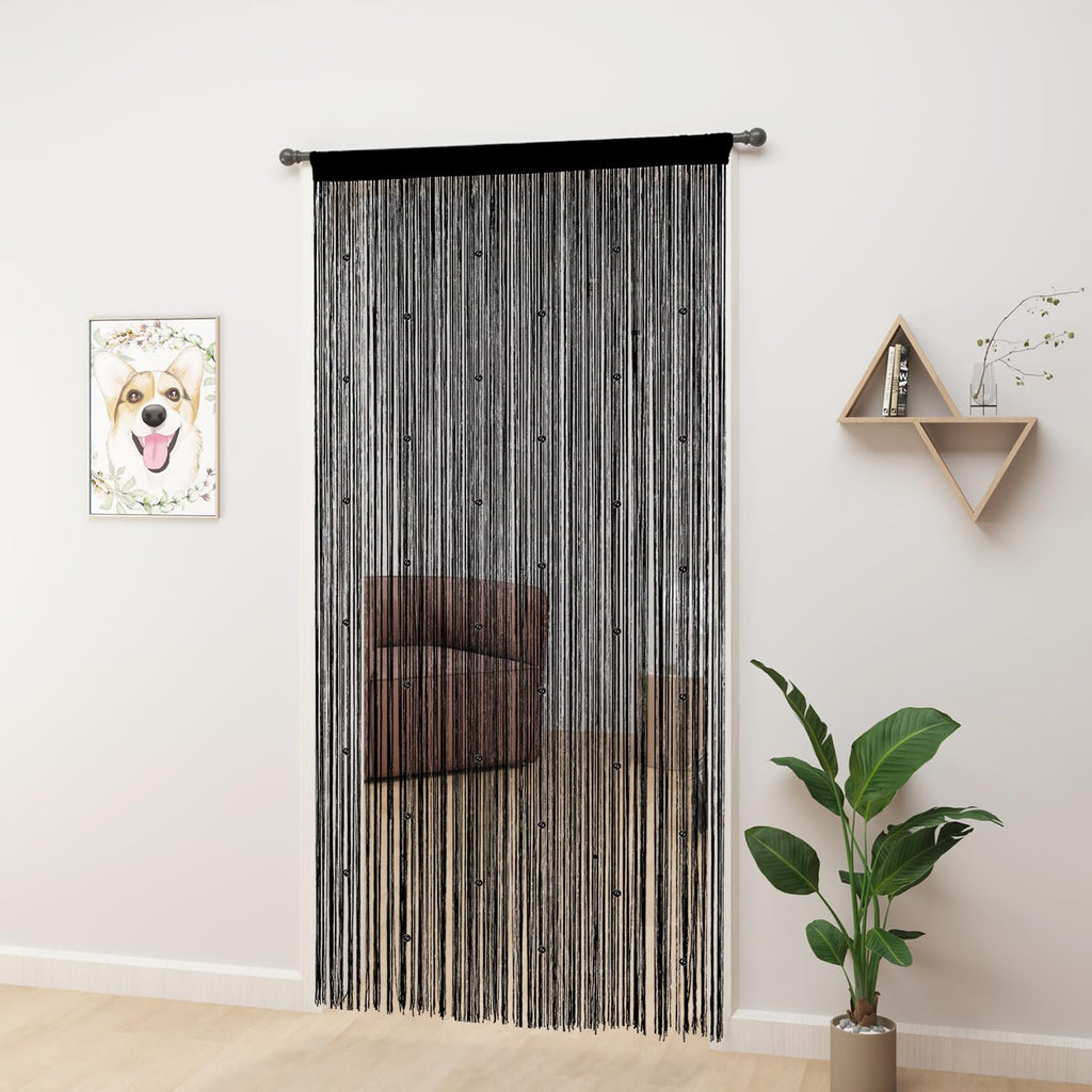 Beaded Curtains 39"x79" Black Q277318