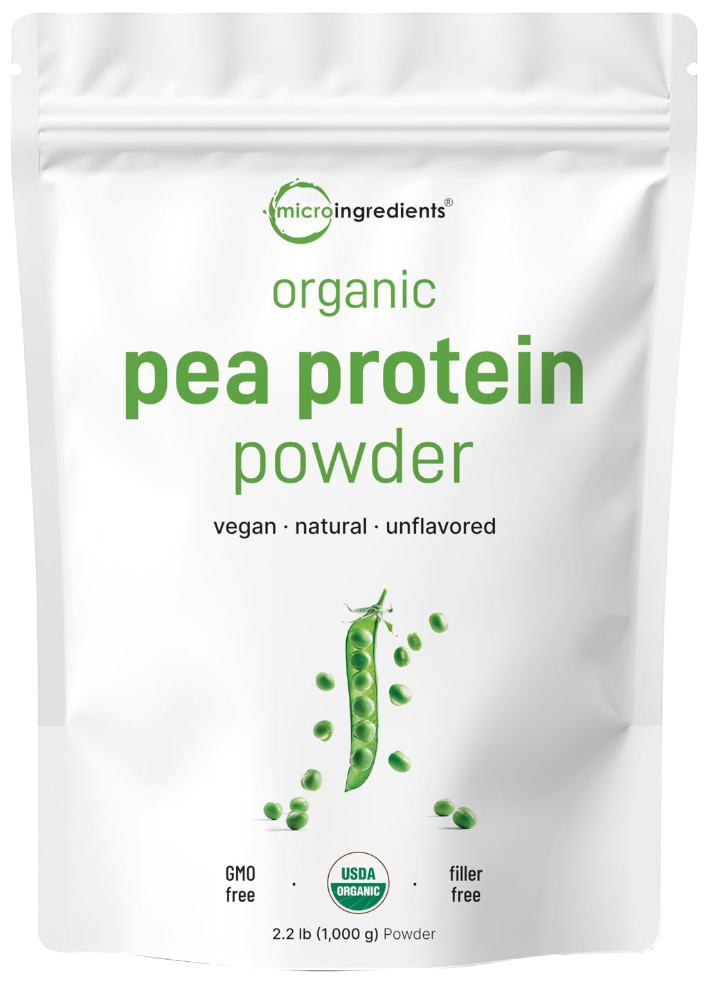 Organic Pea Protein Powder, 1KG (2.2 Pounds), Plant-Based Vegan S725