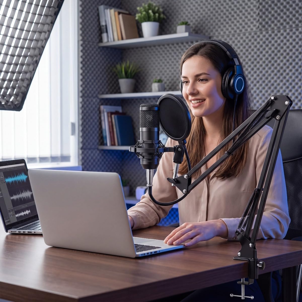 USB Condenser Microphone Kit with Boom Arm, Pop Filter, Shock Mount S910004